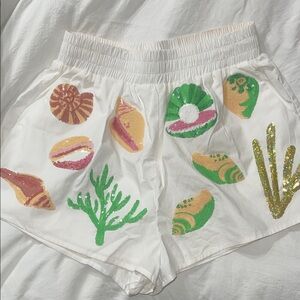 Queen of Sparkles White Seashell Shorts